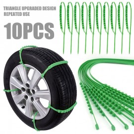 Mayitr 10pcs Green Nylon Car Auto Anti-skid Chains Useful In Snow Mud Rain Water Slope For SUV Truck 175-295mm Tire