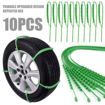 Mayitr 10pcs Green Nylon Car Auto Anti-skid Chains Useful In Snow Mud Rain Water Slope For SUV Truck 175-295mm Tire