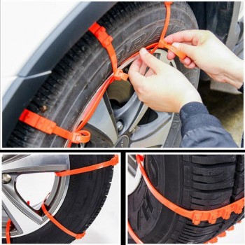 Snow Chains 10pcs Car Tires Winter Snow Anti-Skid Chain Plastic Tendon Thick SUV Bread Off-Road Car Tire Cable Harness Car Shape