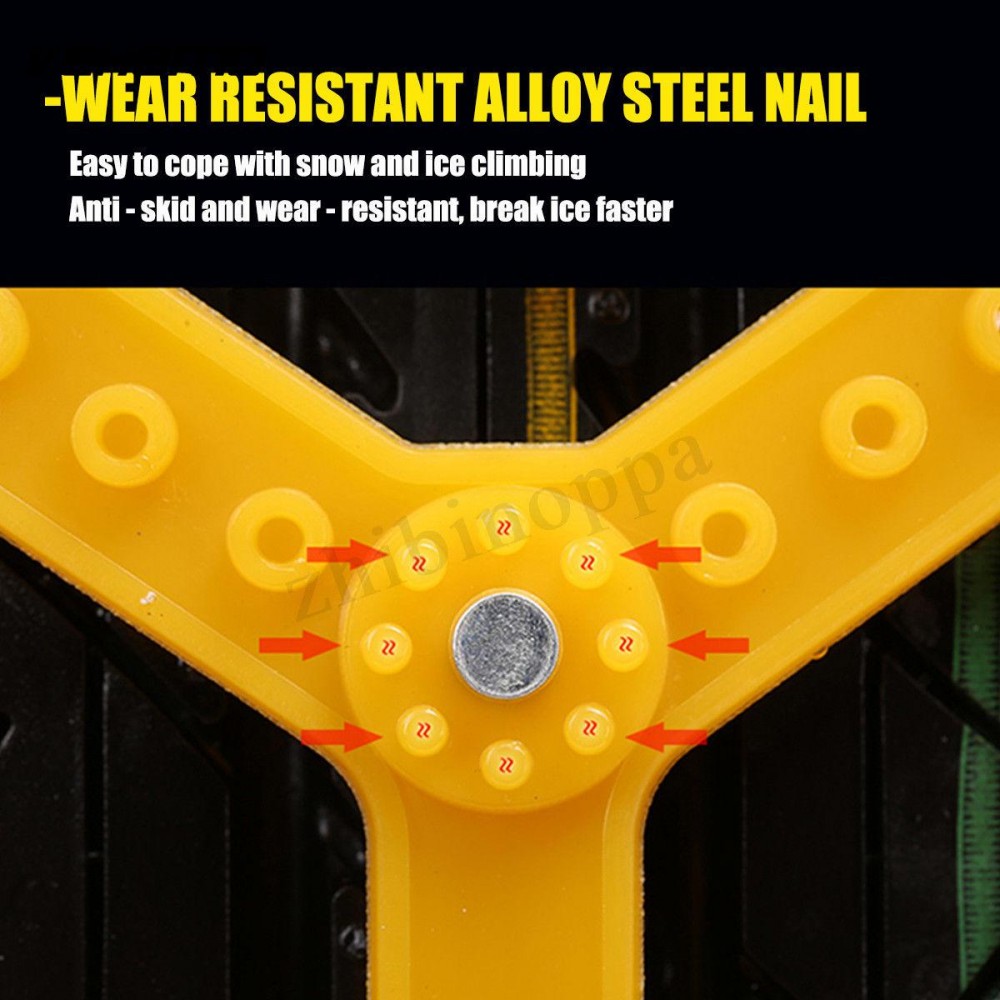 Vehemo Yellow for Snow Chain Snow Tire Belt Anti-Skid Chains Accessories Winter Driving Easy Installation Roadway Safety