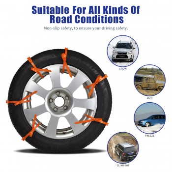 5pcs Flexible Car Anti-Skid Tire Chains Set Nylon Automobile Mud Out The Snow Tires Non-Slip Strap Snow Chains Tire Chain Kit
