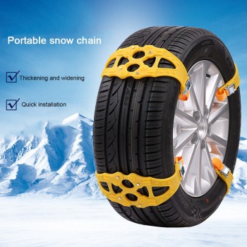 1pcs Car Truck Snow Wheel TPU Chain Winter Tire Adjustable Anti-skid Belt Double Snap Skid Wheel TPU Chains Yellow Black
