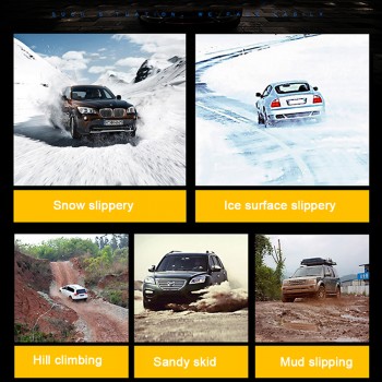 1pcs Car Truck Snow Wheel TPU Chain Winter Tire Adjustable Anti-skid Belt Double Snap Skid Wheel TPU Chains Yellow Black