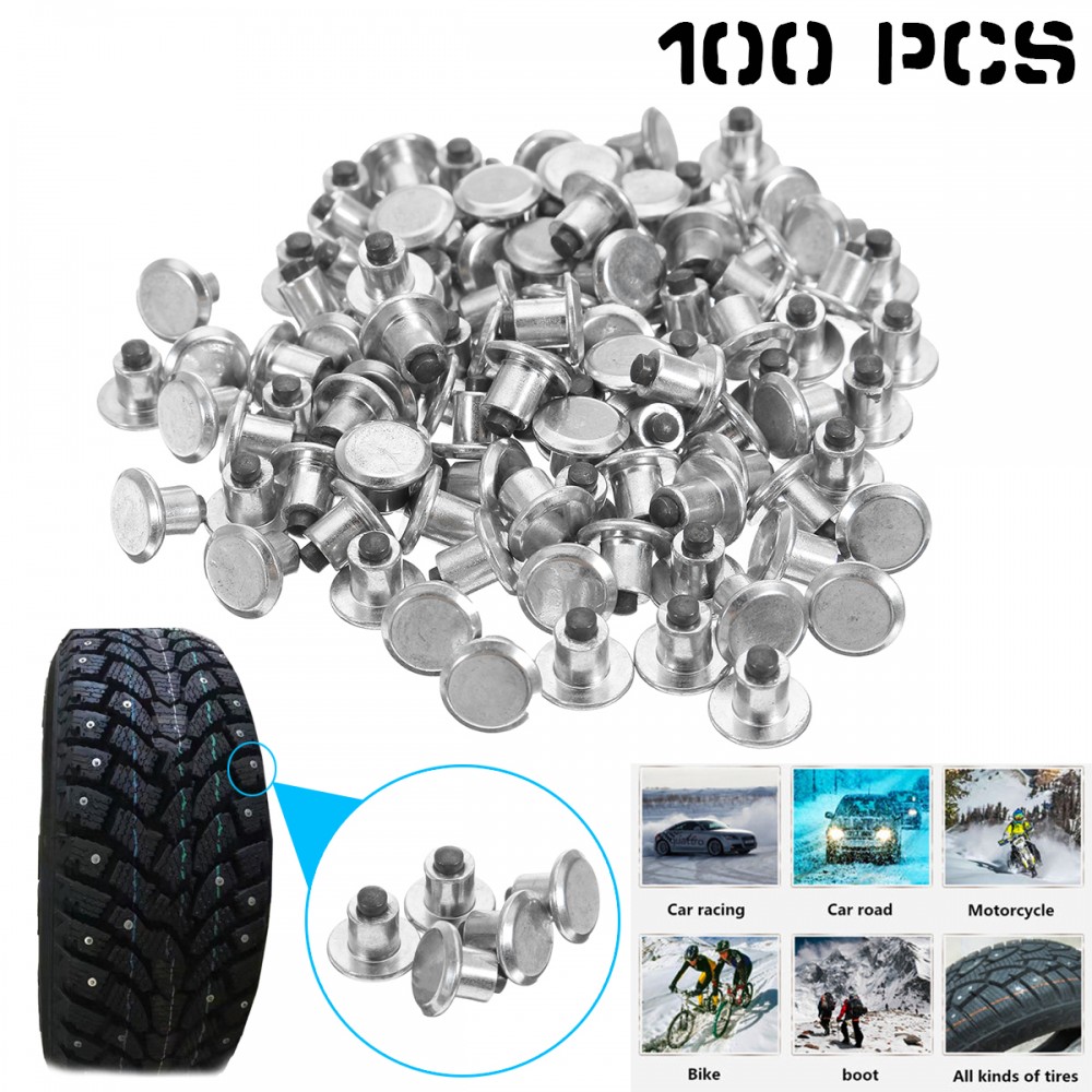 100pcs Universal Spikes for Tire Car Wheel Tyre Studs Snow Winter Anti-Slip Screw Stud Trim for Auto SUV ATV Truck Motorcycle