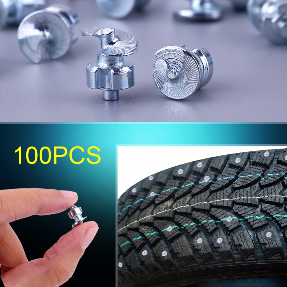 100PCS Wheel Tyre Stud Screws with Sleeve Winter Snow Tire Spikes with Sleeve Anti-Slip Screws for Car ATV Motorcycle Bike Shoes