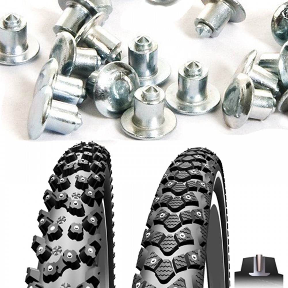 300pcs 6.5mm/0.26 Winter Studded Mountain Bike Spikes for Fat bike Mount Tyre Snow Studs Aluminum Tire Studs Sharp Carbide Tips