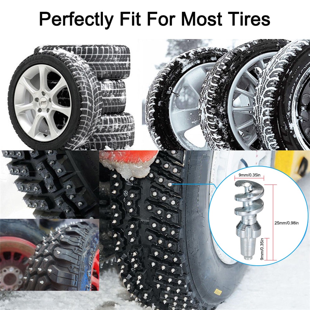 50Pcs Car Automobile Anti Slip Tire Stud Screw Wheel Spike Stud Winter Snow Tire Screw Ice Nail Spikes with Installation Tool