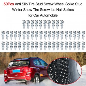 50Pcs Car Automobile Anti Slip Tire Stud Screw Wheel Spike Stud Winter Snow Tire Screw Ice Nail Spikes with Installation Tool
