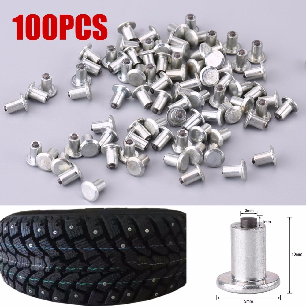 100pcs 9mm/0.35 Wheel Tyre Stud Screws Snow Tire Spikes for Car Auto SUV ATV Automobile Tire Auto Accessories