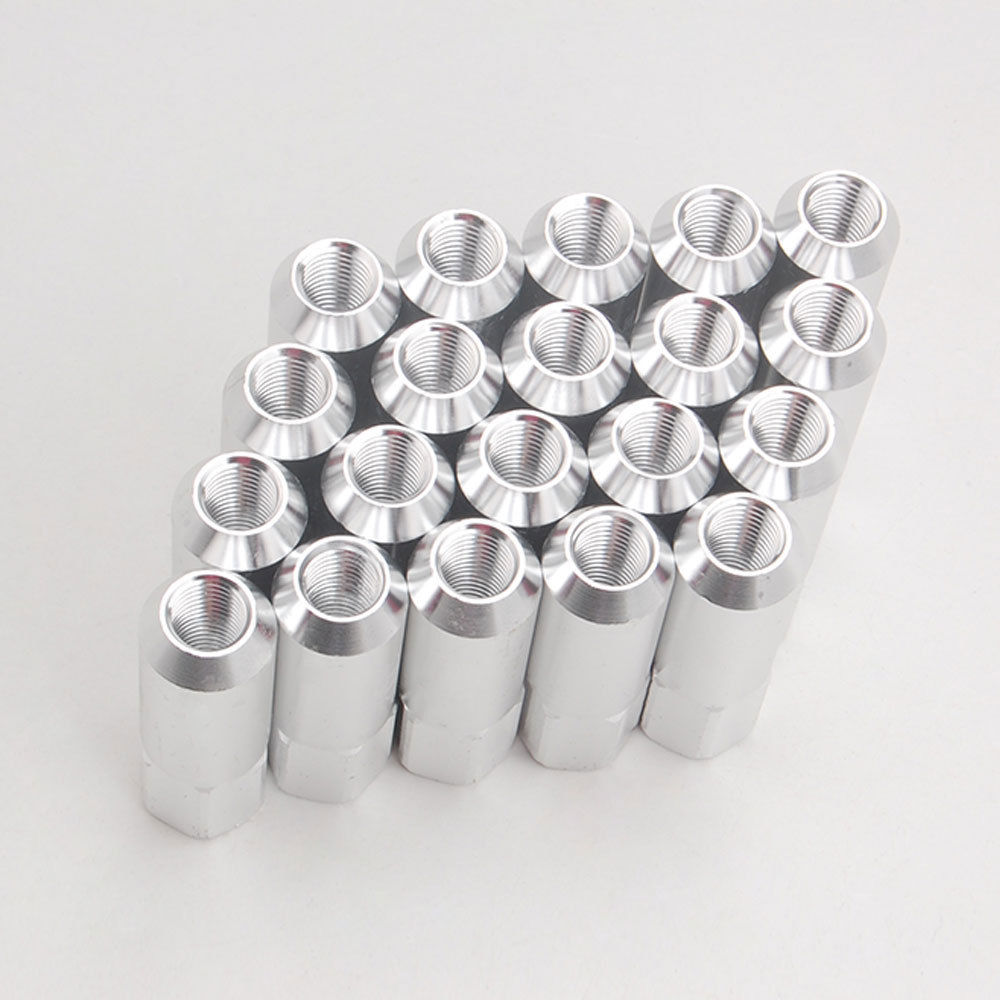 BBQ@FUKA 20x Silver M12 x 1.5MM Car Wheel Open End Extended Billet Long Rim Tuner Lug Nuts Fit For Universal Car Model