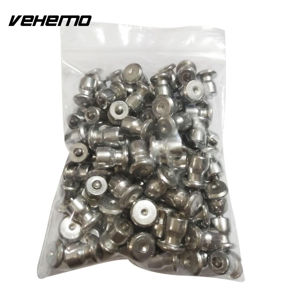 Vehemo Ice Snow Nail Tire Stud Spike 100pcs Aluminum Alloy Silver Anti-Skid Winter Safety Protector Tyre Tire Wheel Lug