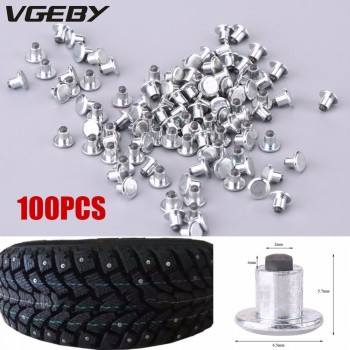 100pcs 6.5mm/0.26 Wheel Tyre Stud Screws Snow Tire Spikes for Bike Car Motorcycle ATV Shoes