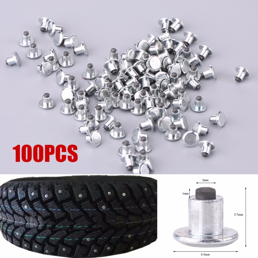 100pcs 6.5mm/0.26 Wheel Tyre Stud Screws Snow Tire Spikes for Bike Car Motorcycle ATV Shoes