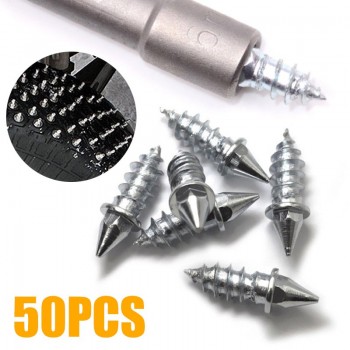 50pcs 6*6-H27-T10 Steel Wheel Tyre Stud Screws Snow Tire Spikes For Car Auto SUV ATV Snow Nail Anti-Slip Screws