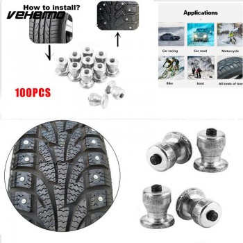 Vehemo 100pcs Tire Stud Spike Tyre Tire Wheel Lug Anti-Slip Screw