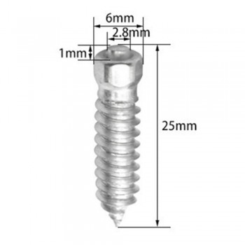100pcs 25mm*6mm Winter Car Truck Wheel Tire Studs Screws For Snow Spikes Chains Silver high quality Carbon steel Screws