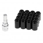 16 Piece Wheel Lug Nuts With 1 Key Acorn Wheel Nut Locks Open 12x1.5 Black