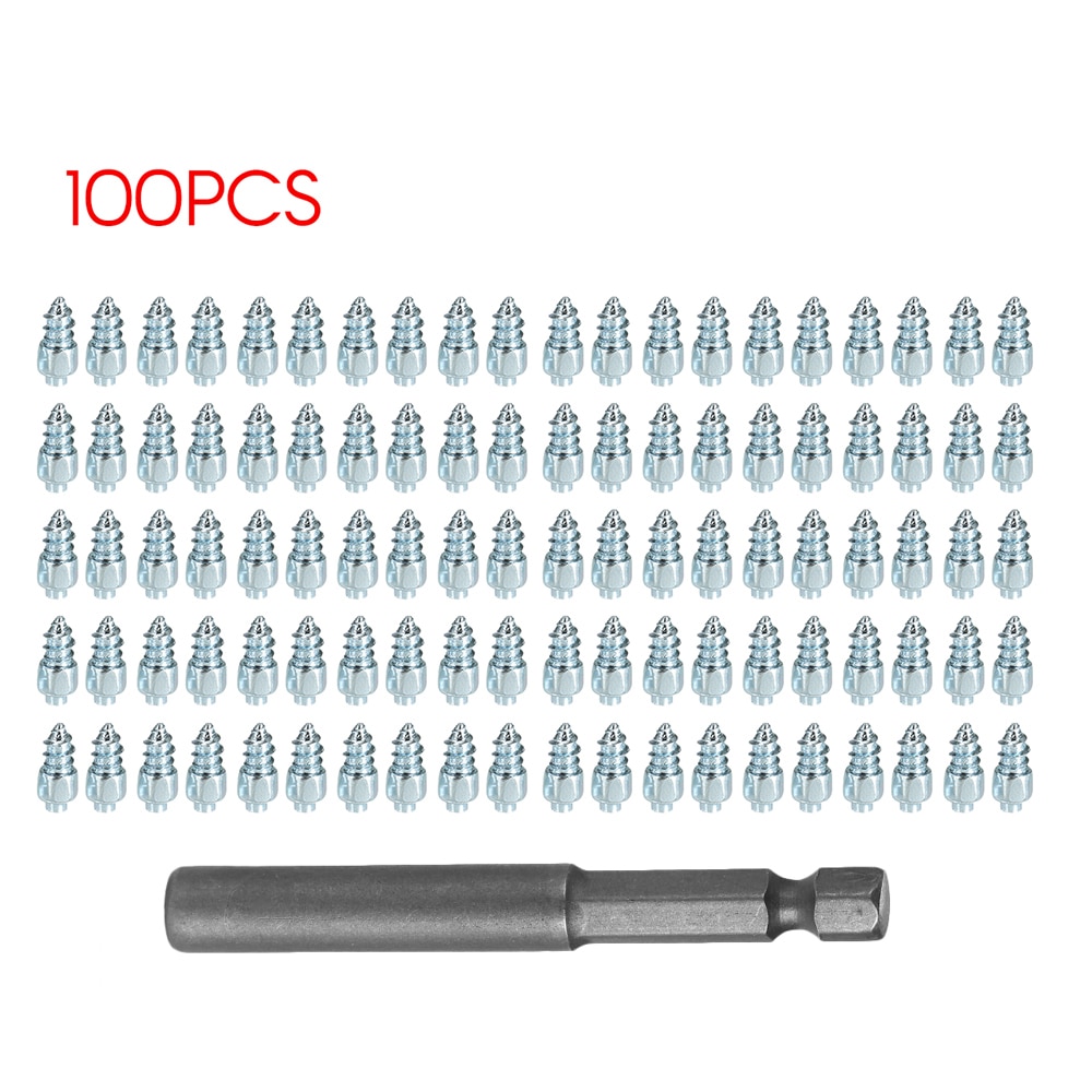 100PCs hard metal alloy car auto Snow Screw Tire Studs Anti Skid Falling Spikes Wheel Tyres for Motorcycle Bicycle