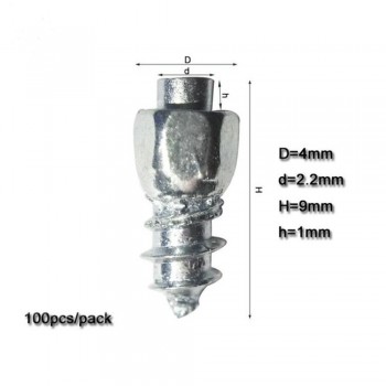 100PCs hard metal alloy car auto Snow Screw Tire Studs Anti Skid Falling Spikes Wheel Tyres for Motorcycle Bicycle