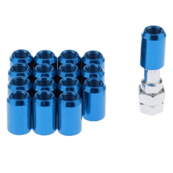 16 Piece Wheel Lug Nuts With 1 Key Acorn Wheel Nut Locks Open 12x1.5 Blue