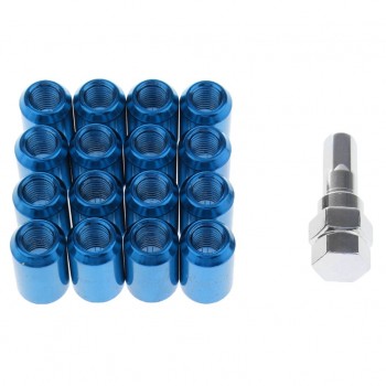 16 Piece Wheel Lug Nuts With 1 Key Acorn Wheel Nut Locks Open 12x1.5 Blue
