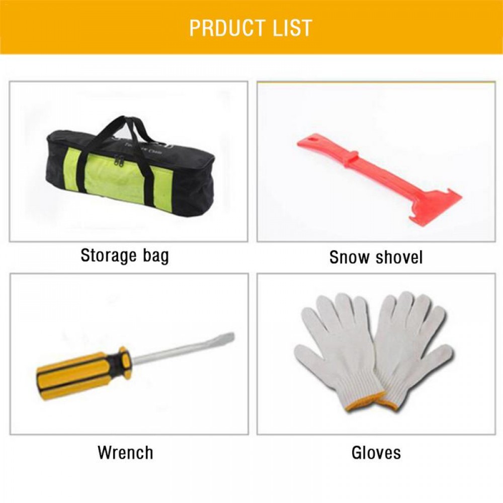 High Quality 8pcs/lot Universal Beef Tendon Thickening Snow Special Tire Snow Chain With Gloves Snow Shovel Wrench