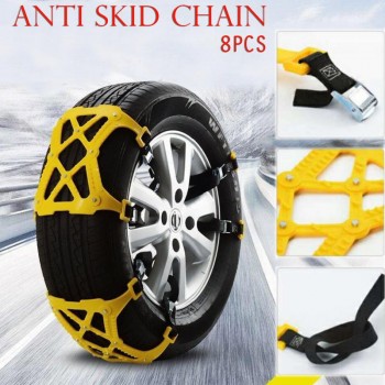 High Quality 8pcs/lot Universal Beef Tendon Thickening Snow Special Tire Snow Chain With Gloves Snow Shovel Wrench