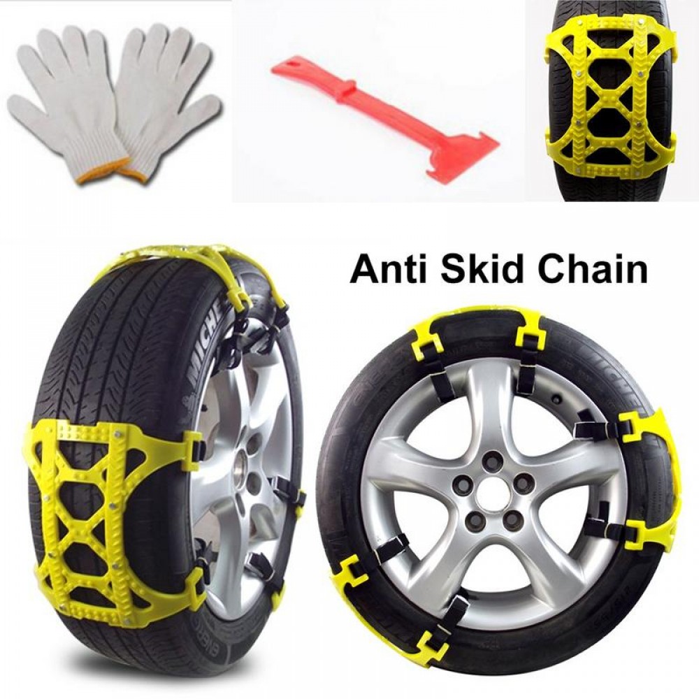 6Pcs Car Tendon Thickening Anti-skid Chain Anti-skid Nails Ice Removal Snow Special With Instructions Snow Shovel Gloves