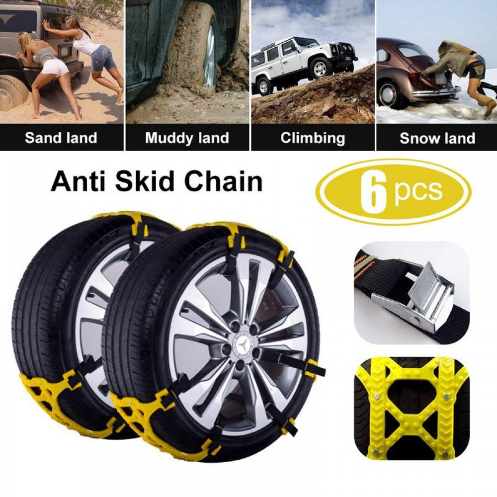 6Pcs Car Tendon Thickening Anti-skid Chain Anti-skid Nails Ice Removal Snow Special With Instructions Snow Shovel Gloves