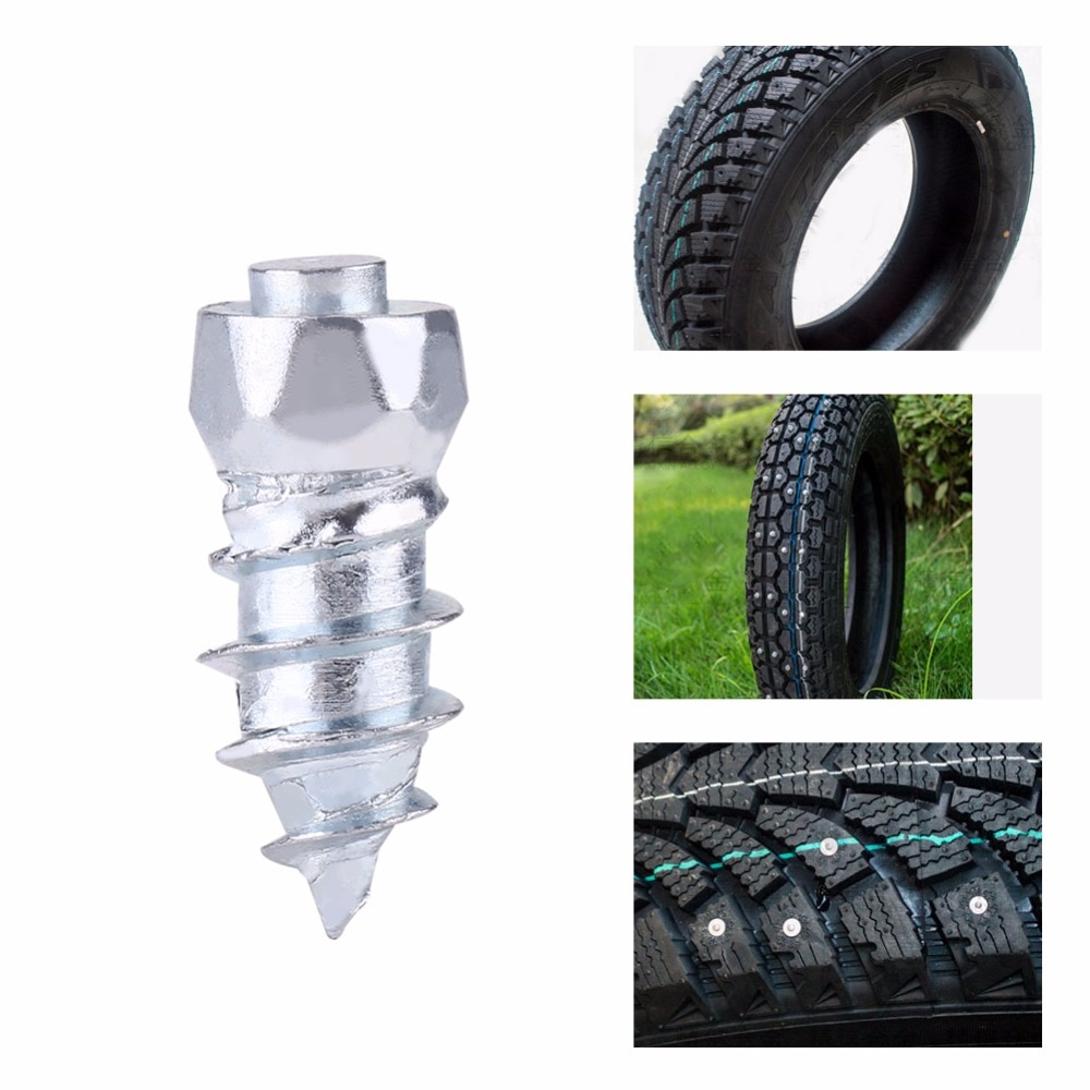 100pcs Steel Wheel Tyre Stud Screws Snow Tire Spikes 15mm/0.59 for Car Auto SUV ATV Snow Nail Anti-Slip Screws