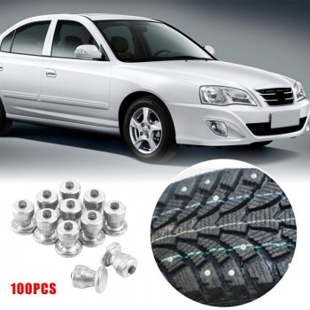 Vehemo 100 pcs Spikes For Tires 8MM Car Tire Tyre Stud Screws Anti-Slip Vehicle Wheel Snow Nail High Quality Alloy Car-styling