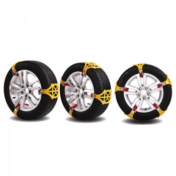 1PCS Yellow /Black Car Supplies Snow Anti-Skid Chain Double Buckle Car Tire Anti-Skid Thickening TPR Chain Tire