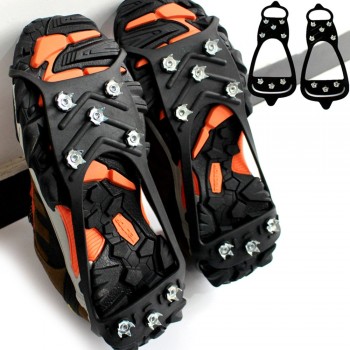 Anti-Skid Shoe Spikes Grips 8 Studs Snow Ice Climbing Crampons Cleats Overshoes