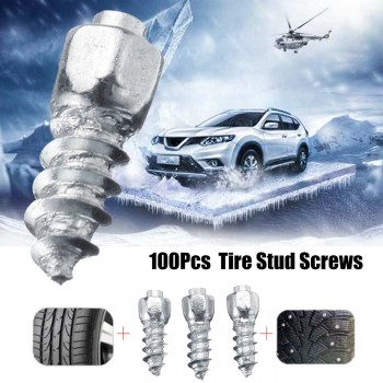 100Pcs Car Tires Studs Screw Snow Spikes Wheel Tyres Snow Chains Studs For Car Vehicle Truck Motorcycle Tires Winter Universal