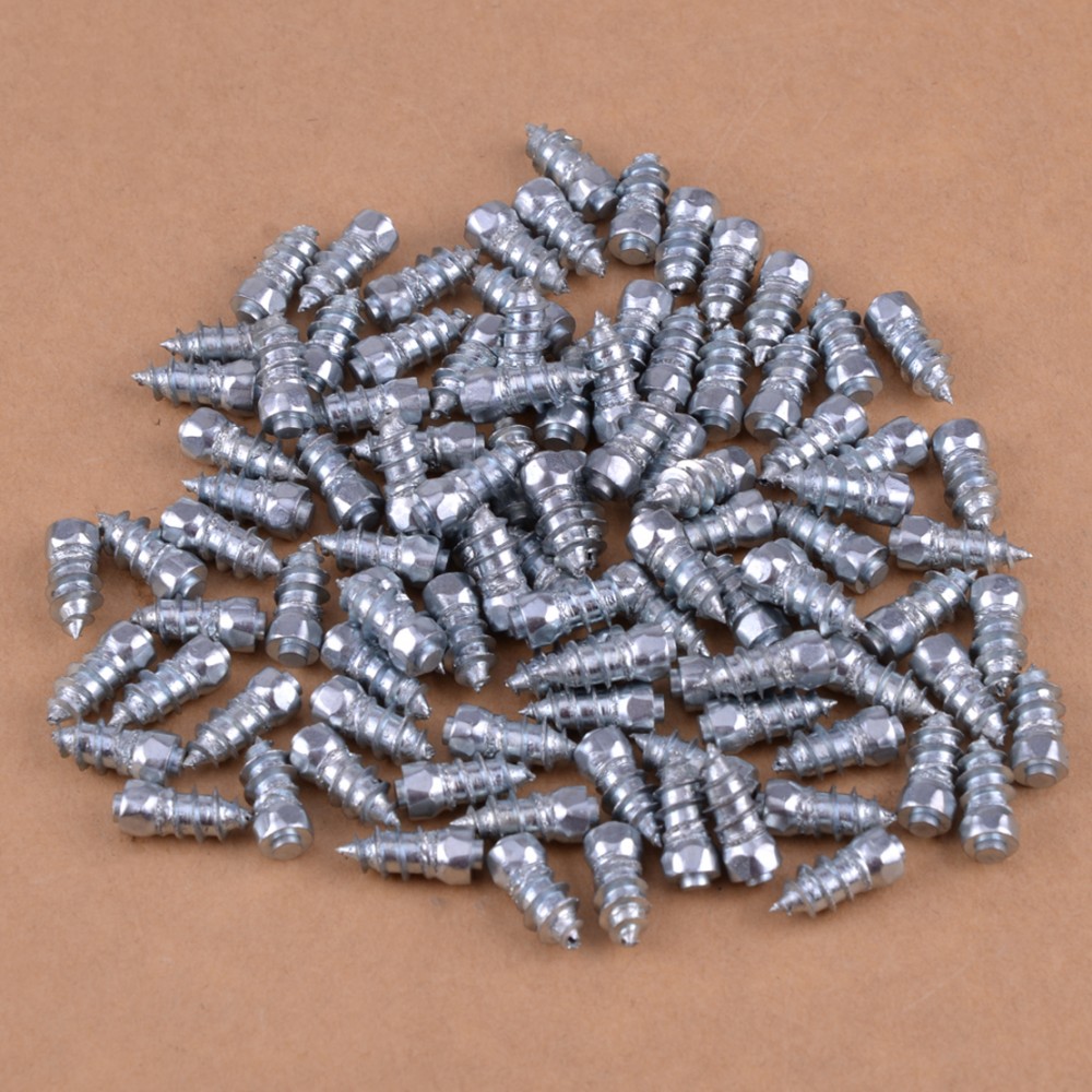 DWCX 100pcs 15mm Car Truck Steel Wheel Tire Tyre Spikes Screw Stud Accessories Winter Anti-Slip Ice Road Snow SUV