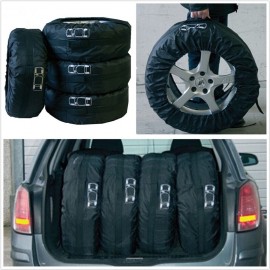 4 Pcs Black Nylon Car Pickup SUV Seasonal Tyre Spare Wheel Tyre Tire Storage Protection Cover Carry Bag 13-16