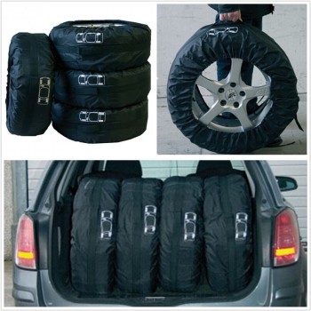 4 Pcs Black Nylon Car Pickup SUV Seasonal Tyre Spare Wheel Tyre Tire Storage Protection Cover Carry Bag 13-16