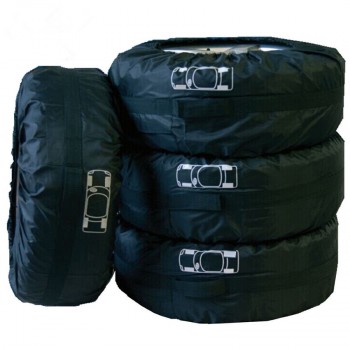 4 Pcs Black Nylon Car Pickup SUV Seasonal Tyre Spare Wheel Tyre Tire Storage Protection Cover Carry Bag 13-16