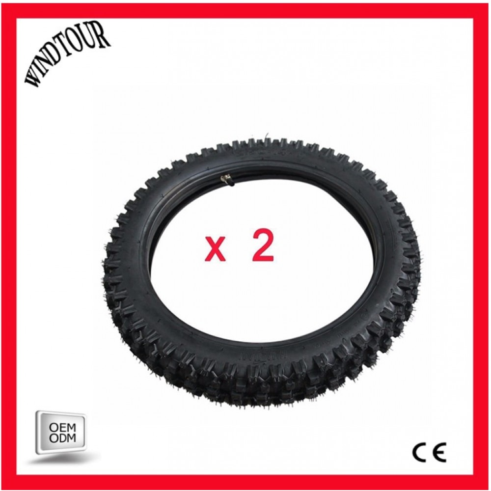 2pcs 2.50-14 PIT DIRT BIKE FRONT TYRE TIRE + TUBE 14 INCH 50-125cc 60/100- 14