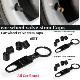 1set wheel tire valve covers Car key chain car wheel valve stem caps For bmw ford Porsche Ford Volvo benz VW KIA Audi Jeep Etc