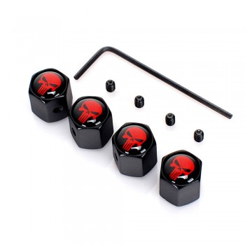 Dsycar 4Pcs/Set Car Auto Wheel Tyre Tire Stem Air Valve Caps Dust Covers Skull For Car/Motorcycle,Air Leakproof