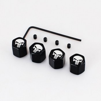 Dsycar 4Pcs/Set Car Auto Wheel Tyre Tire Stem Air Valve Caps Dust Covers Skull For Car/Motorcycle,Air Leakproof