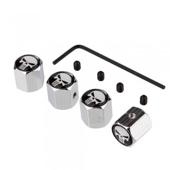 Dsycar 4Pcs/Set Car Auto Wheel Tyre Tire Stem Air Valve Caps Dust Covers Skull For Car/Motorcycle,Air Leakproof