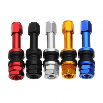 4pcs TR48E Bolt-in Auto Car Tubeless Wheel Tire Valve Stems Dust Caps Black