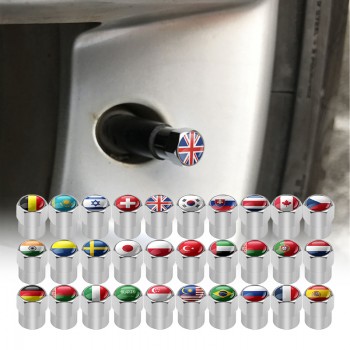 4pcs/set Car Motorcycle Bicycle Automobiles Wheel Tire Valve Caps Dust Cover metal national flag emblem car styling Accessories