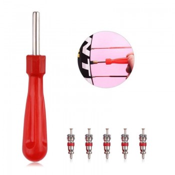 5pcs Valve Cores with Car Bicycle Tyre Tire Valve Core Remover Repair Tool