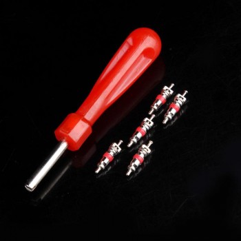 5pcs Valve Cores with Car Bicycle Tyre Tire Valve Core Remover Repair Tool
