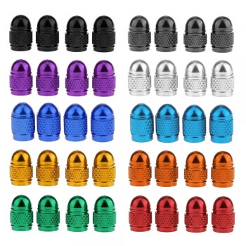 4Pcs Universal Aluminum Car Tyre Air Valve Caps Bicycle Tire Valve Cap Car Wheel Styling Round Red Black Blue Silver Gold D05