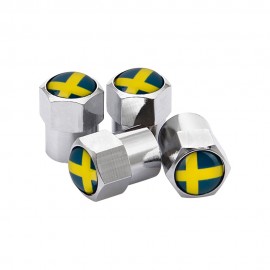 4PCS Wheel Tire Valve Stem Caps For Sweden Flag logo Volvo V40 V50 V60 V70 S40 S60 S60L S70 S80 S90 XC40 XC60 XC70 XC80 XC90