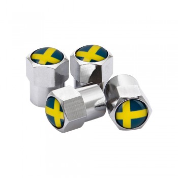 4PCS Wheel Tire Valve Stem Caps For Sweden Flag logo Volvo V40 V50 V60 V70 S40 S60 S60L S70 S80 S90 XC40 XC60 XC70 XC80 XC90
